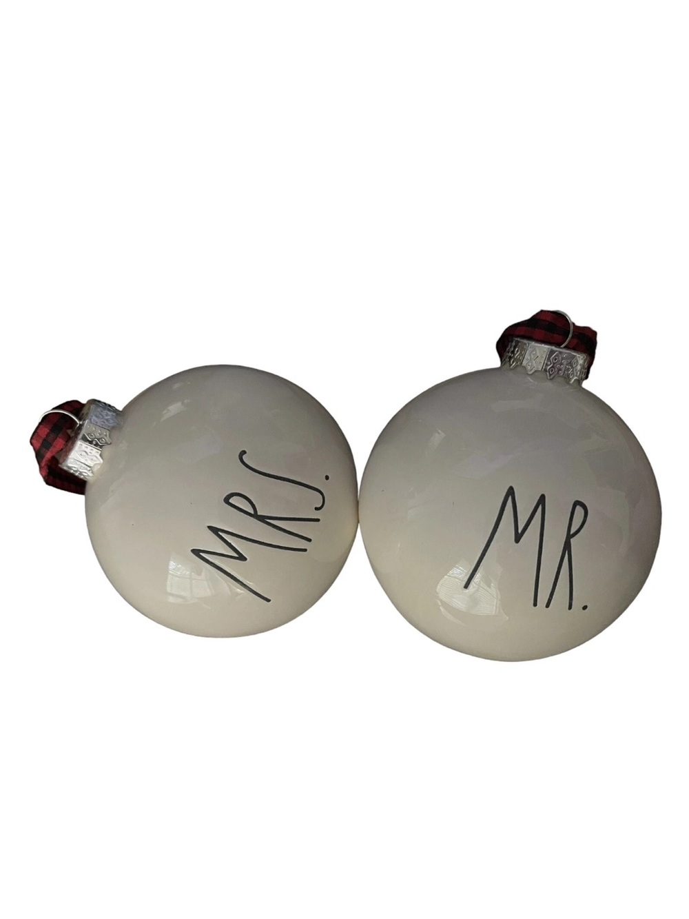 RAE DUNN Mr. and Mrs. Holiday Ornaments